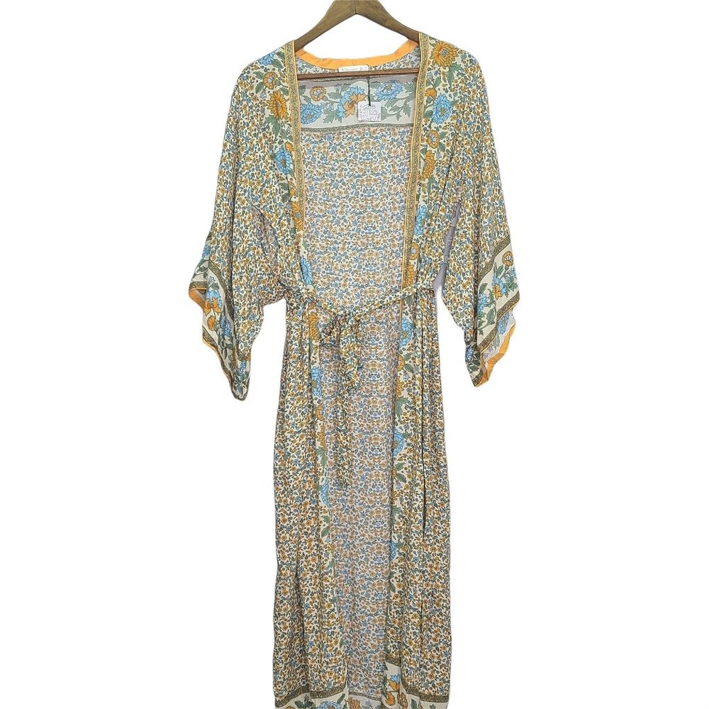 R. Vivimos White Boho  Floral Kimono Size M